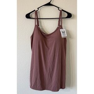 NWT Amoena Valletta Top Mocha Camisole Built-in Bra Tencel Size US 14